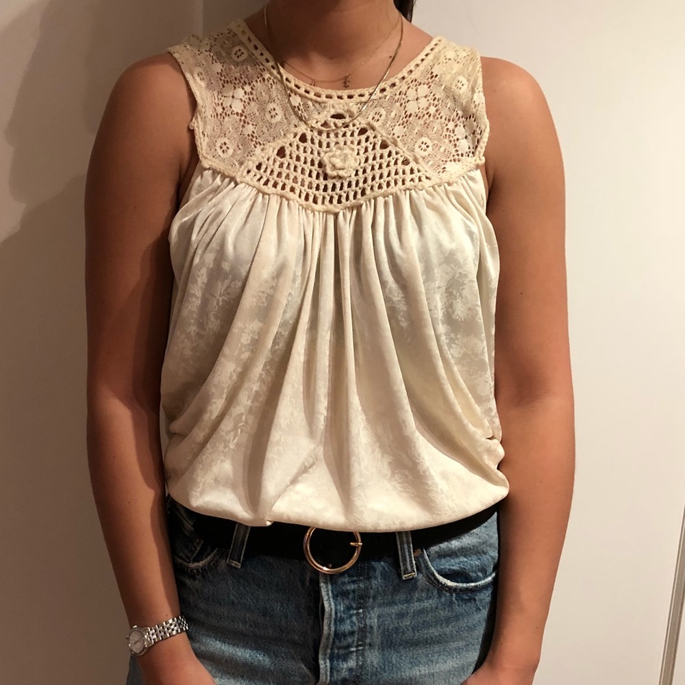 Free People romantic lacy cream tunic